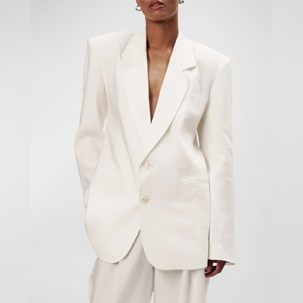 RONNY KOBO Klover Single-breasted Oversized Linen Jacket